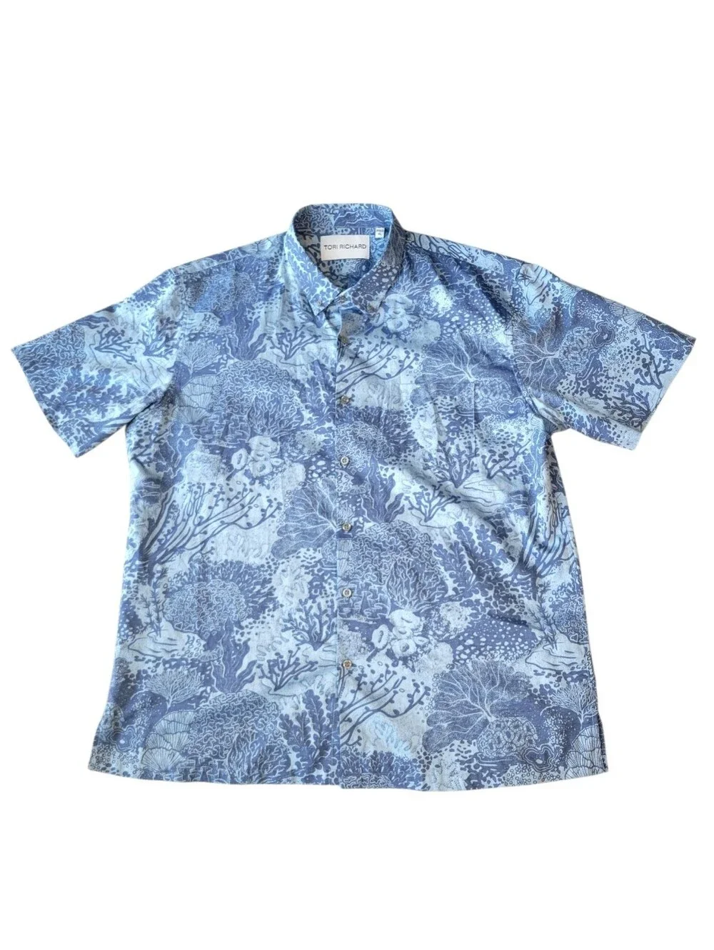 Tori Richard Deep Dive Jacquard Aloha Shirt Cotton Button Up XL